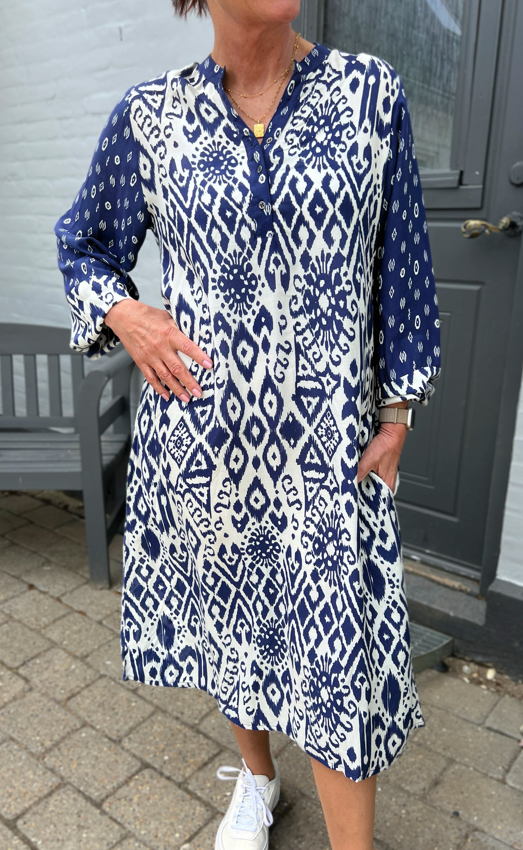 Say INA Copenhagen Kjole - Helena - Creme / Blue