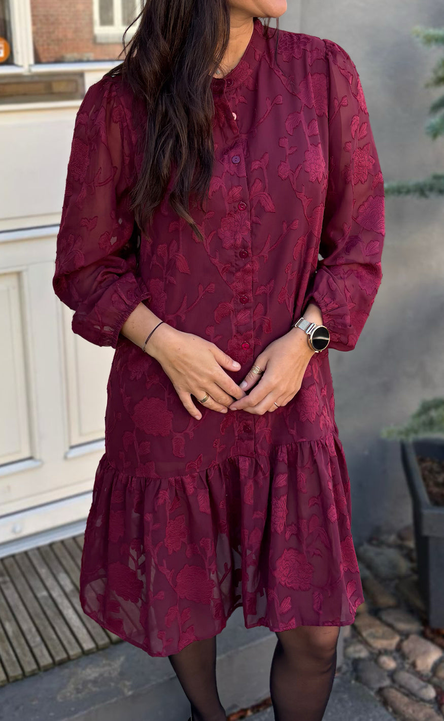 Say INA Copenhagen Kjole - Luna - Bordeaux Flower