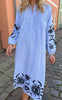 Say INA Copenhagen Kjole - Tilde Long - Blue Striped W. Embroidery