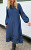 Say INA Copenhagen Kjole - Tilde Long - Denim Blue W. Embroidery