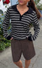 Say INA Copenhagen Polo / Bluse - Pamela - Black / White Striped