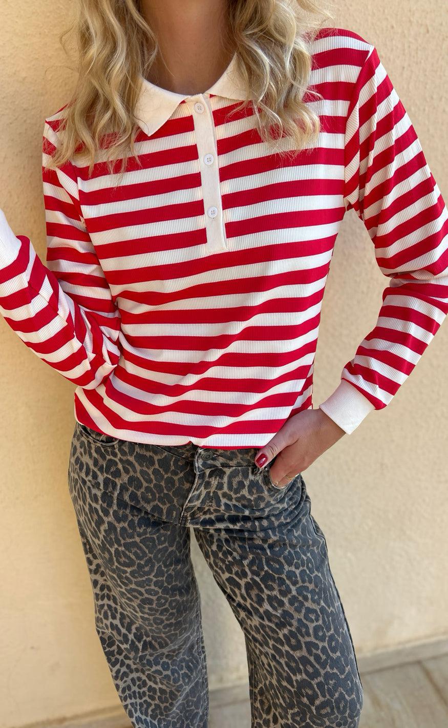 Say INA Copenhagen Polo / Bluse - Pamela - Red Striped