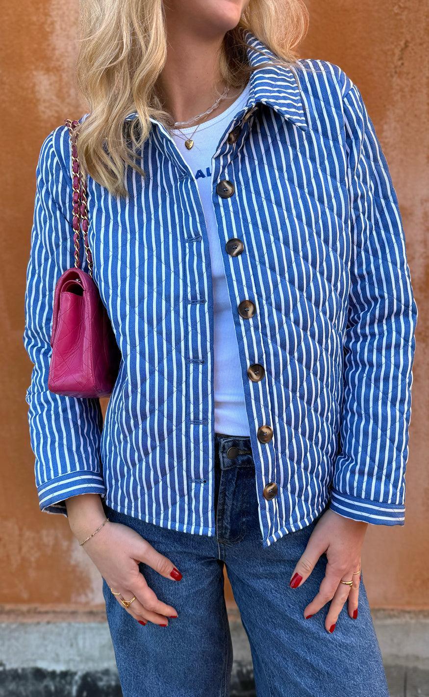 Say INA Copenhagen Quiltet Jakke - Elvira - Blue Striped