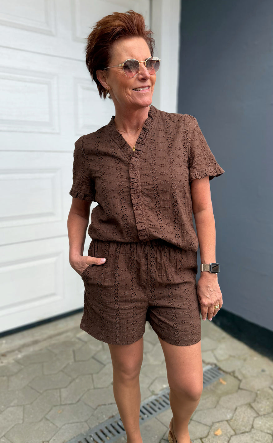 Say INA Copenhagen Shorts - Catja - Mocca Broderie Anglaise