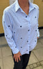 Say INA Copenhagen Skjorte - Katrina - Blue Striped W. Embroidery Hearts