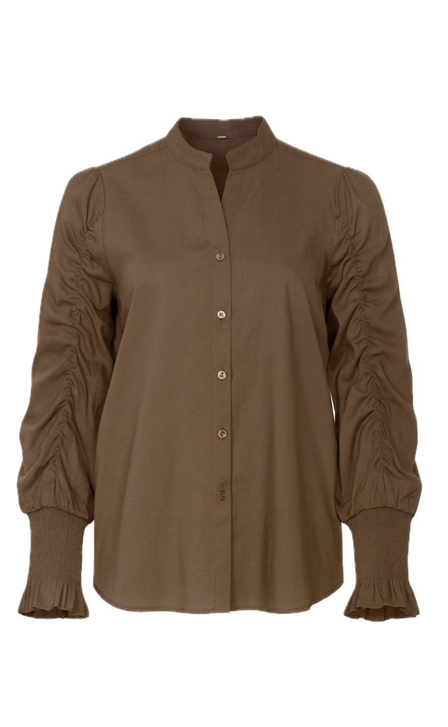 Say INA Copenhagen Skjorte - Rina Ruffle - Dark Brown