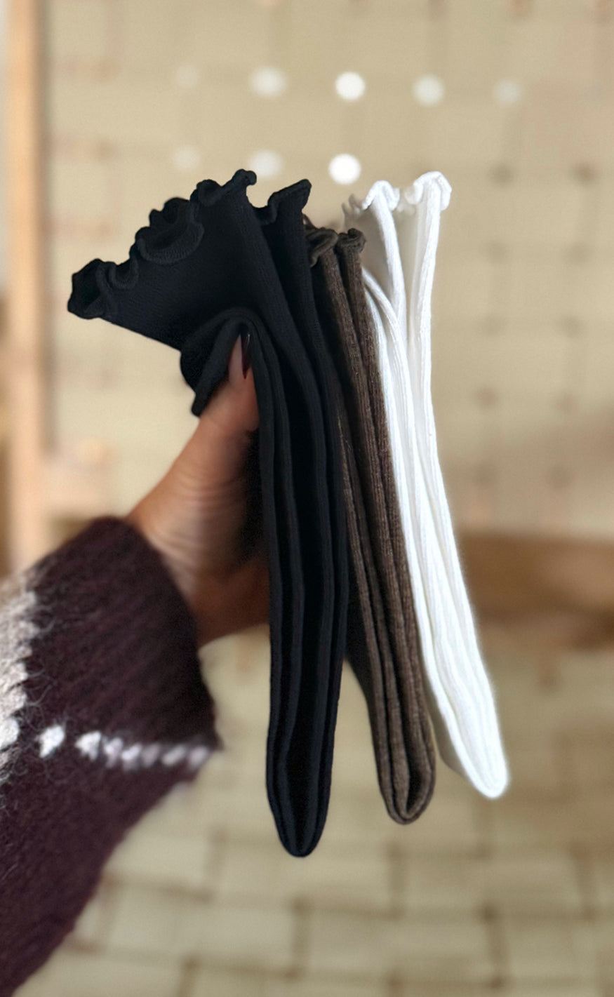 Say INA Copenhagen Strømper - Alina 3-pack - Brown, Black & White
