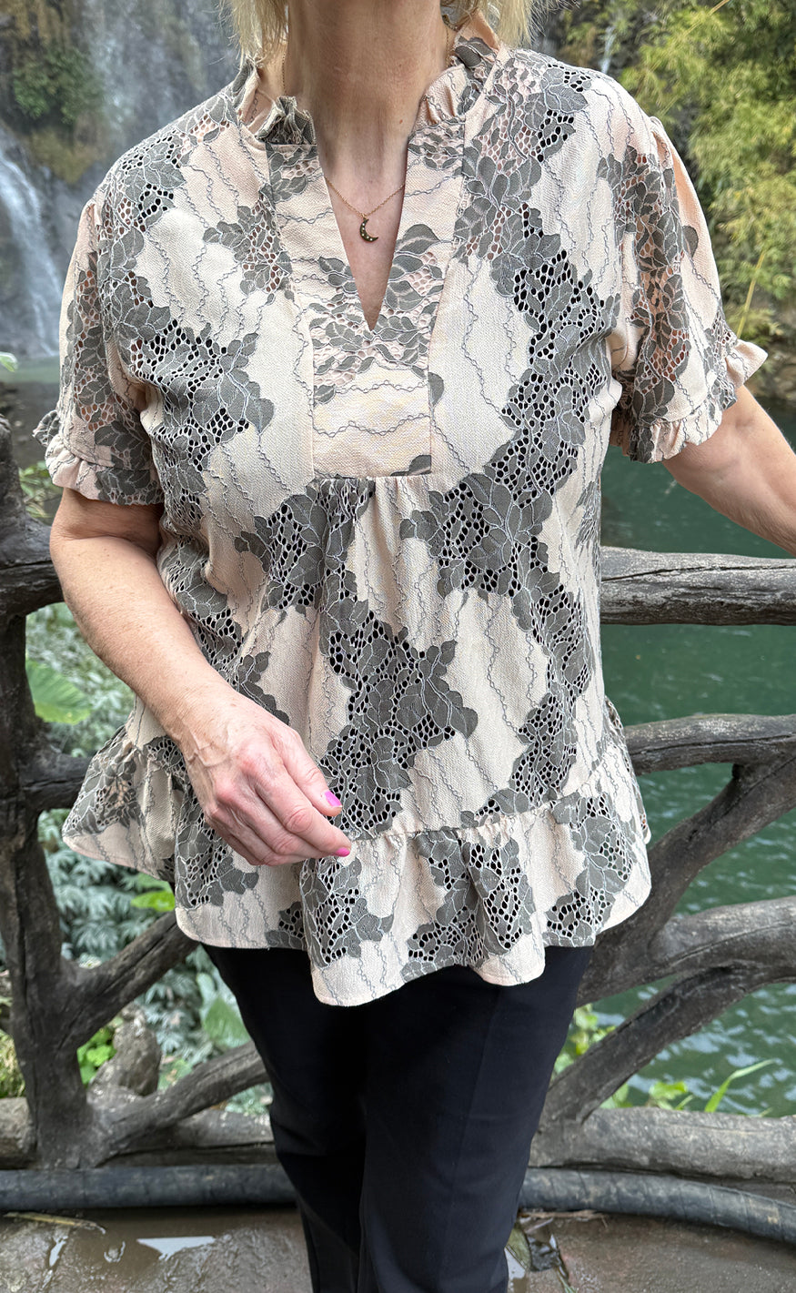 Say INA Copenhagen T-Shirt - Weronica - Beige Lace