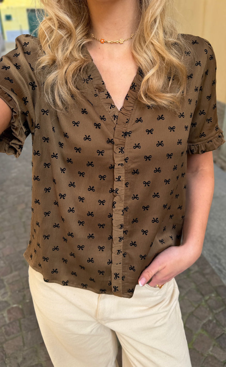 Say INA Copenhagen Top - Catja - Brown Bows
