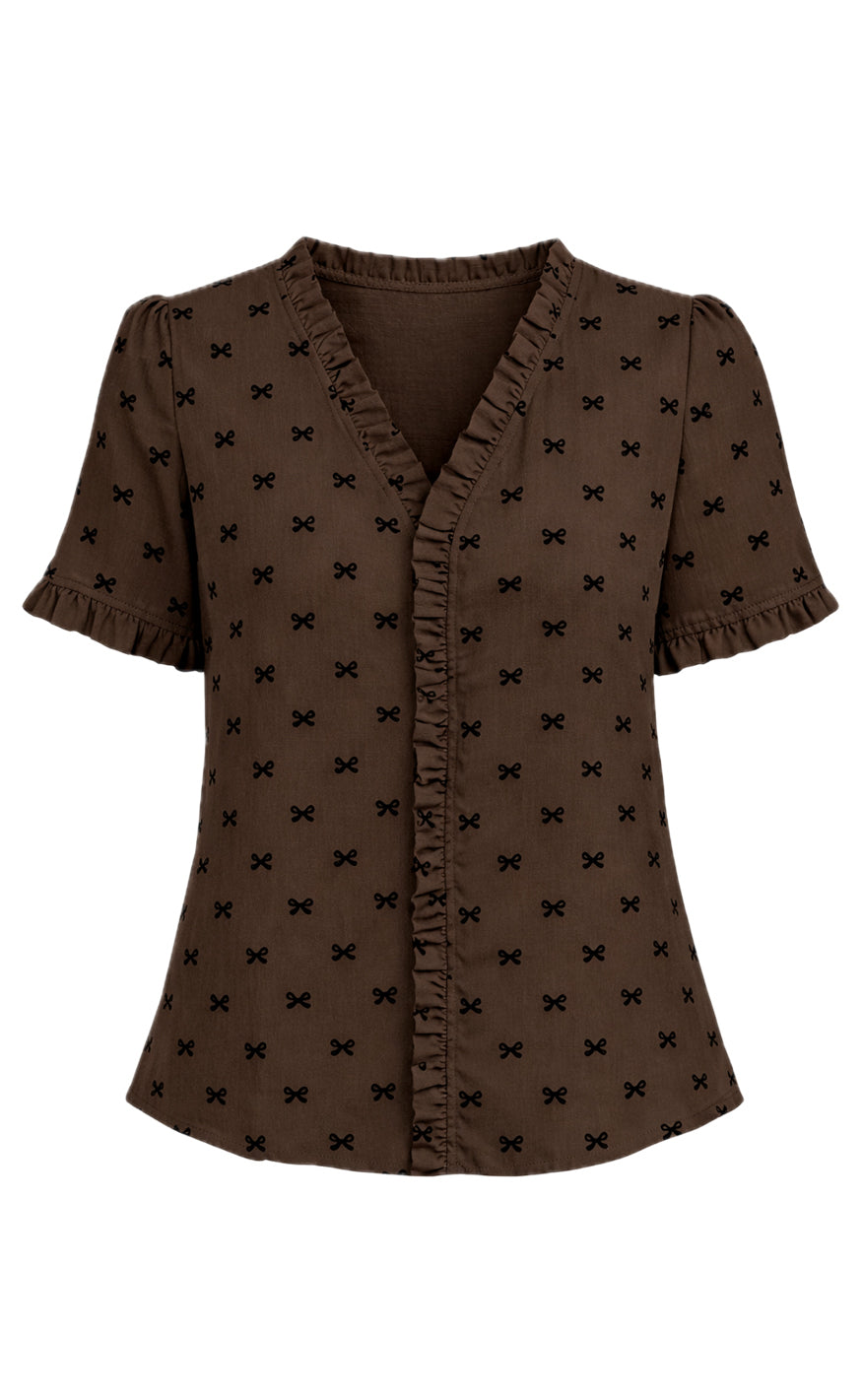 Say INA Copenhagen Top - Catja - Brown Bows