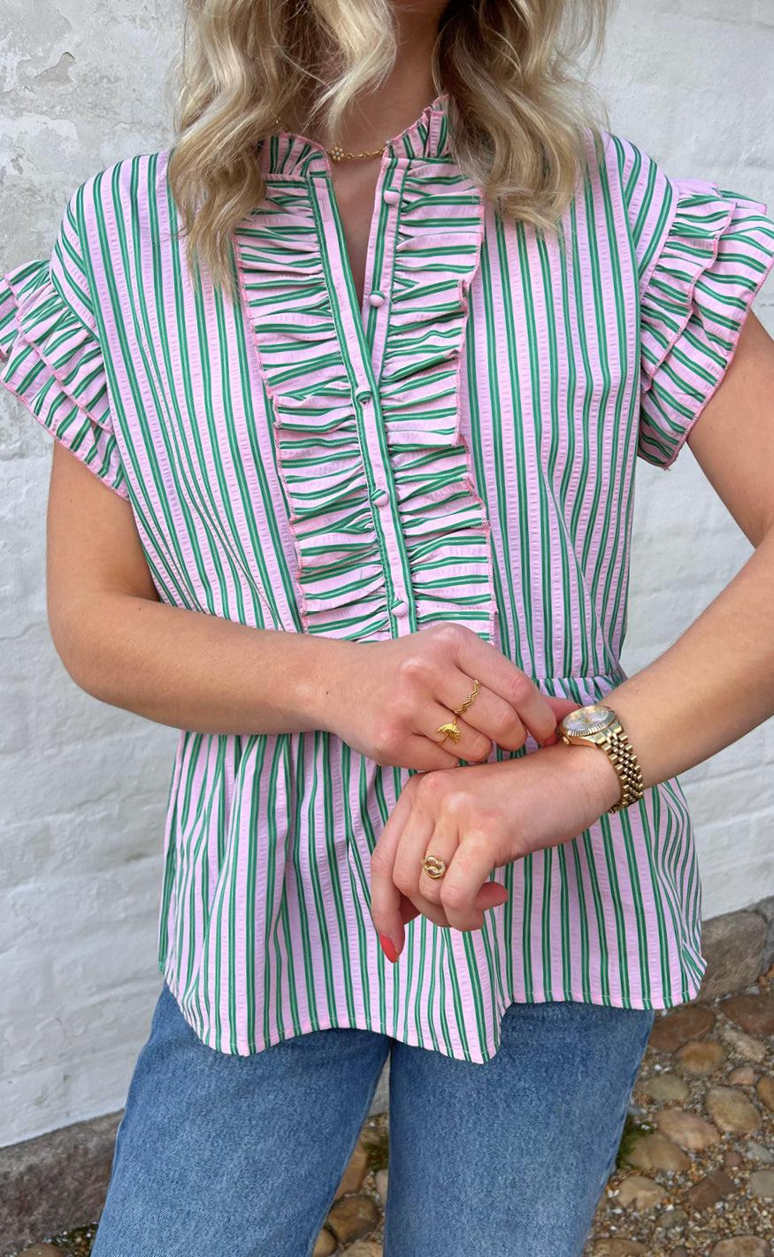 Say INA Copenhagen Top - Freya - Pink/Green Striped