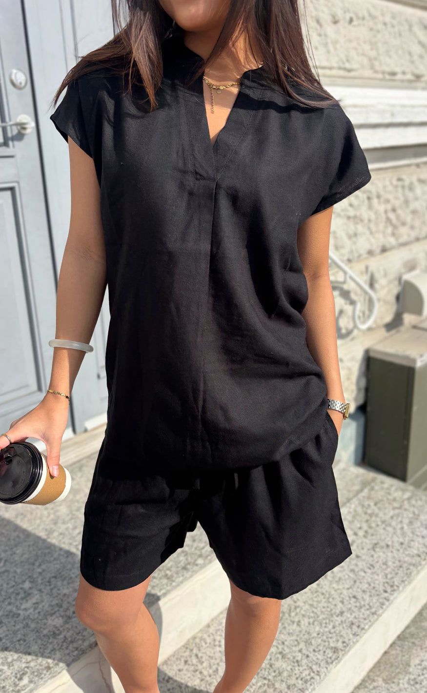 Say INA Copenhagen Top - Laura Linen - Black