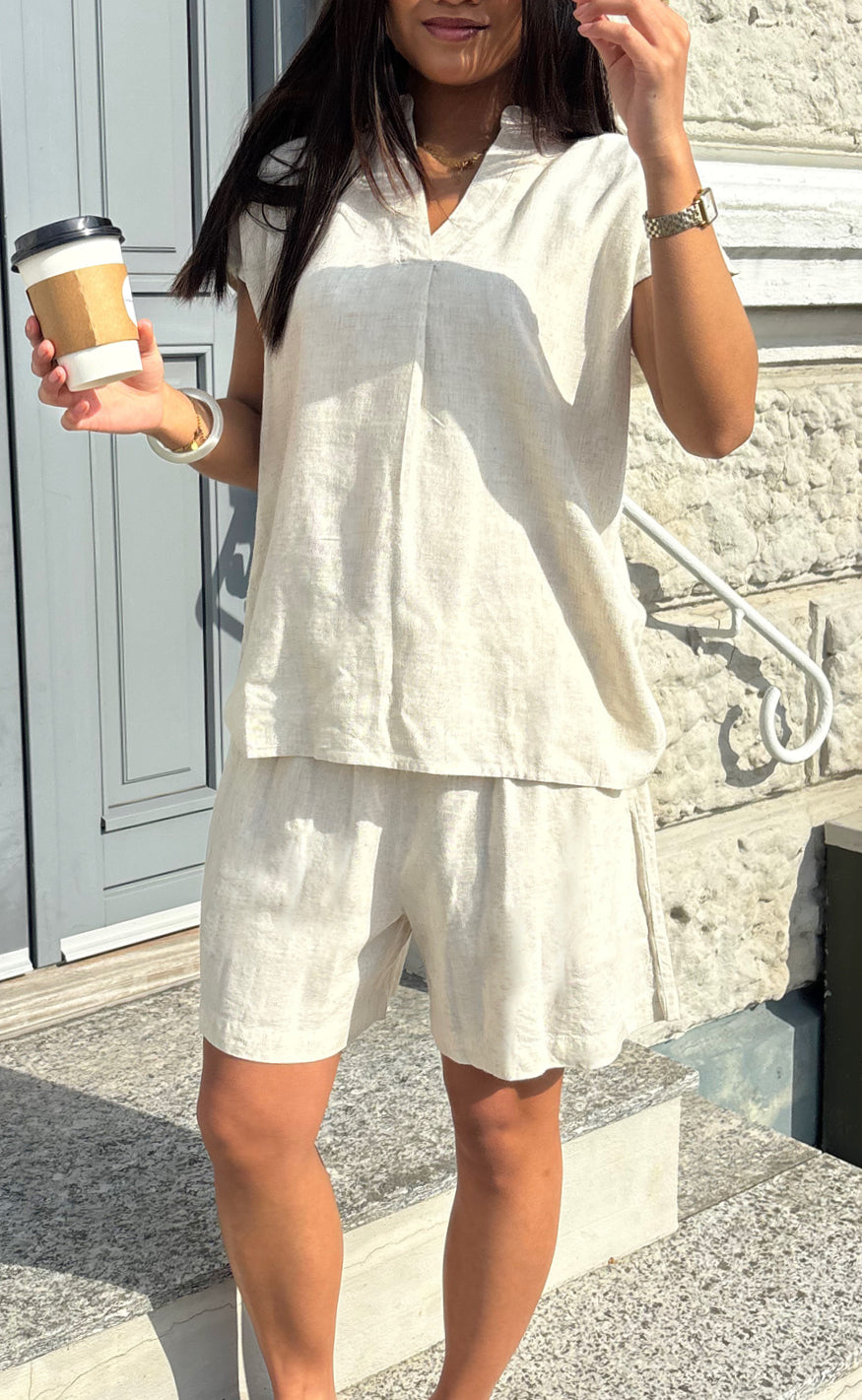 Say INA Copenhagen Top - Laura Linen - Sand