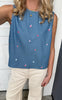 Say INA Copenhagen Top - Naja - Denim Blue W. Flowers