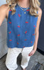 Say INA Copenhagen Top - Naja - Denim Blue w. Cherries
