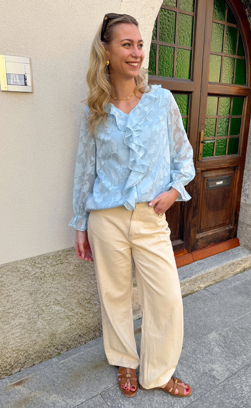 Say NA Copenhagen Bluse - Luna - Light Blue Flower