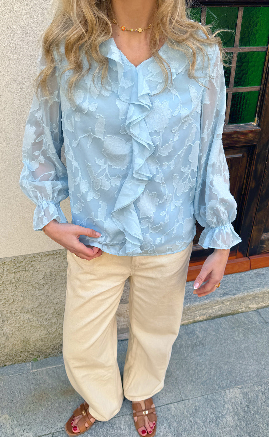 Say NA Copenhagen Bluse - Luna - Light Blue Flower