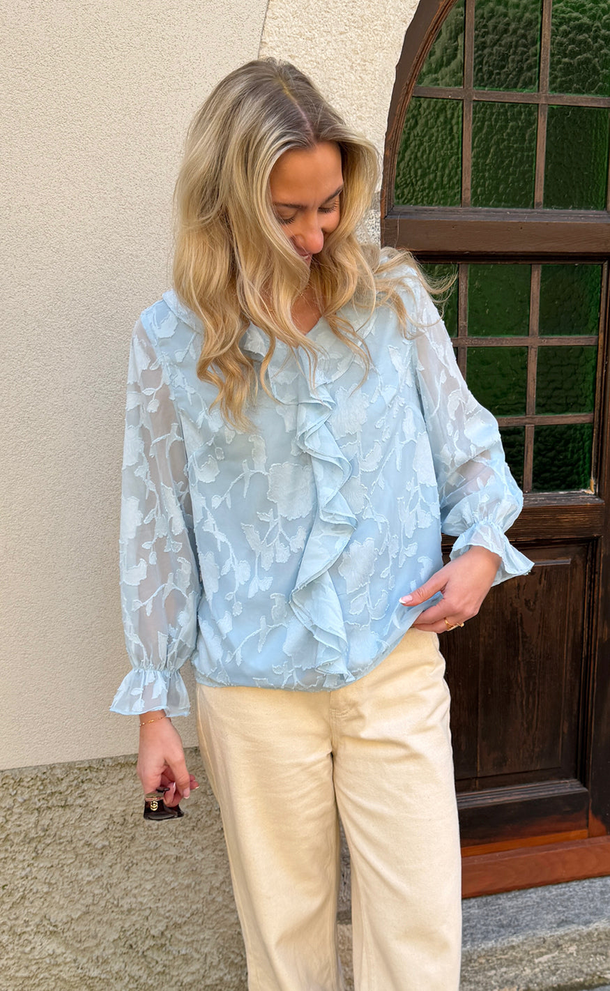 Say NA Copenhagen Bluse - Luna - Light Blue Flower