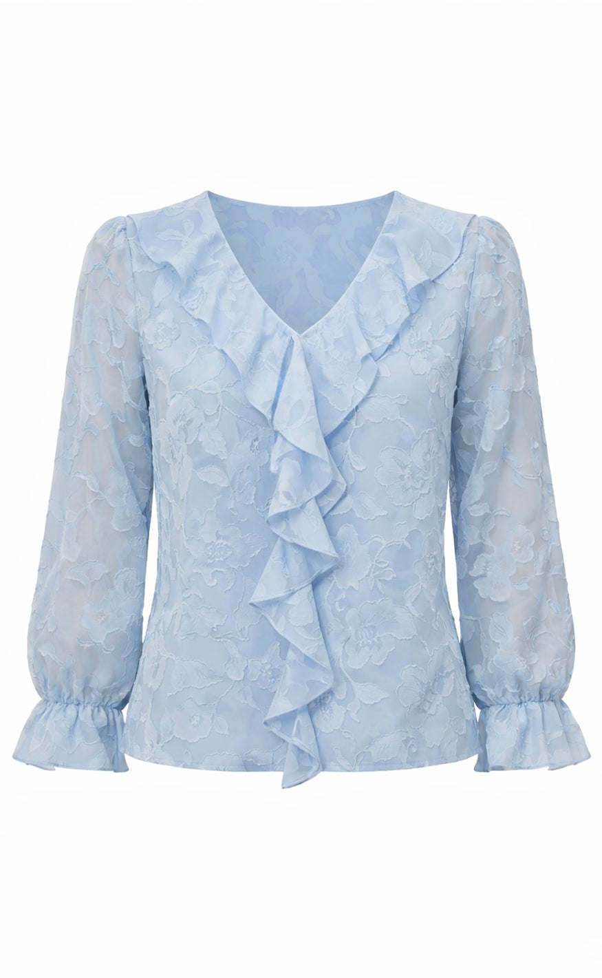 Say NA Copenhagen Bluse - Luna - Light Blue Flower