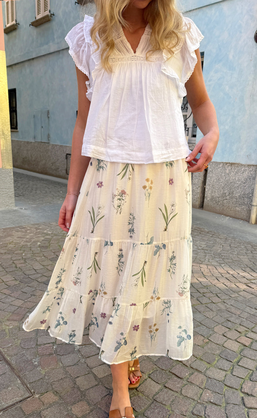 Say NA Copenhagen Nederdel - Ella - Off White W. Small Flowers