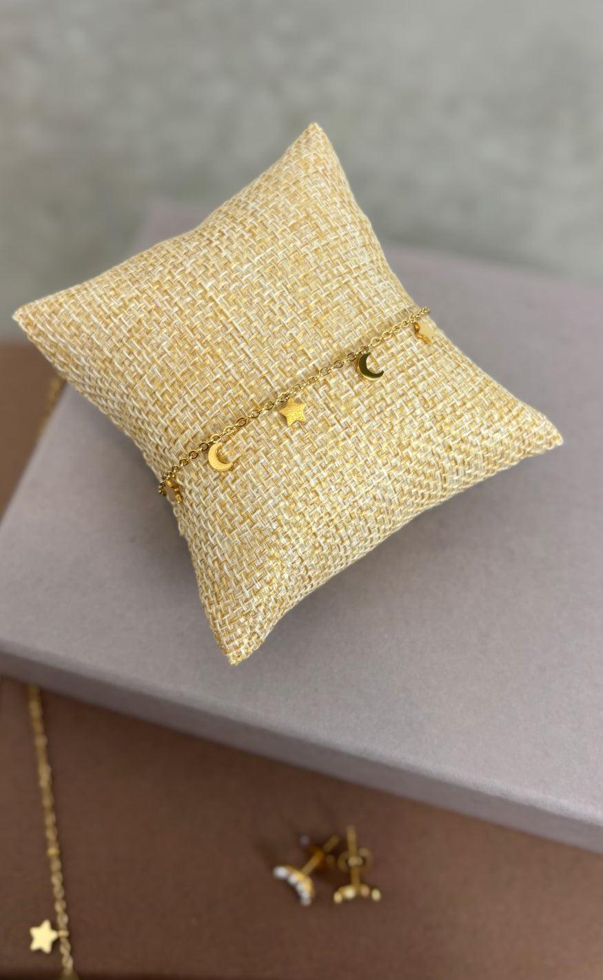 Smykkeli Copenhagen Armbånd - Porto Moon & Stars - Gold Colour