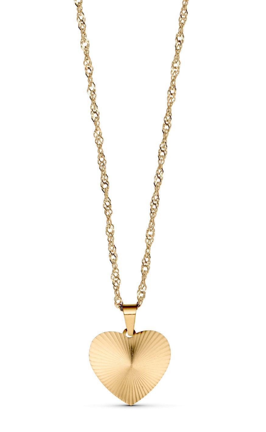 Smykkeli Copenhagen Halskæde - Textured Heart - Golden