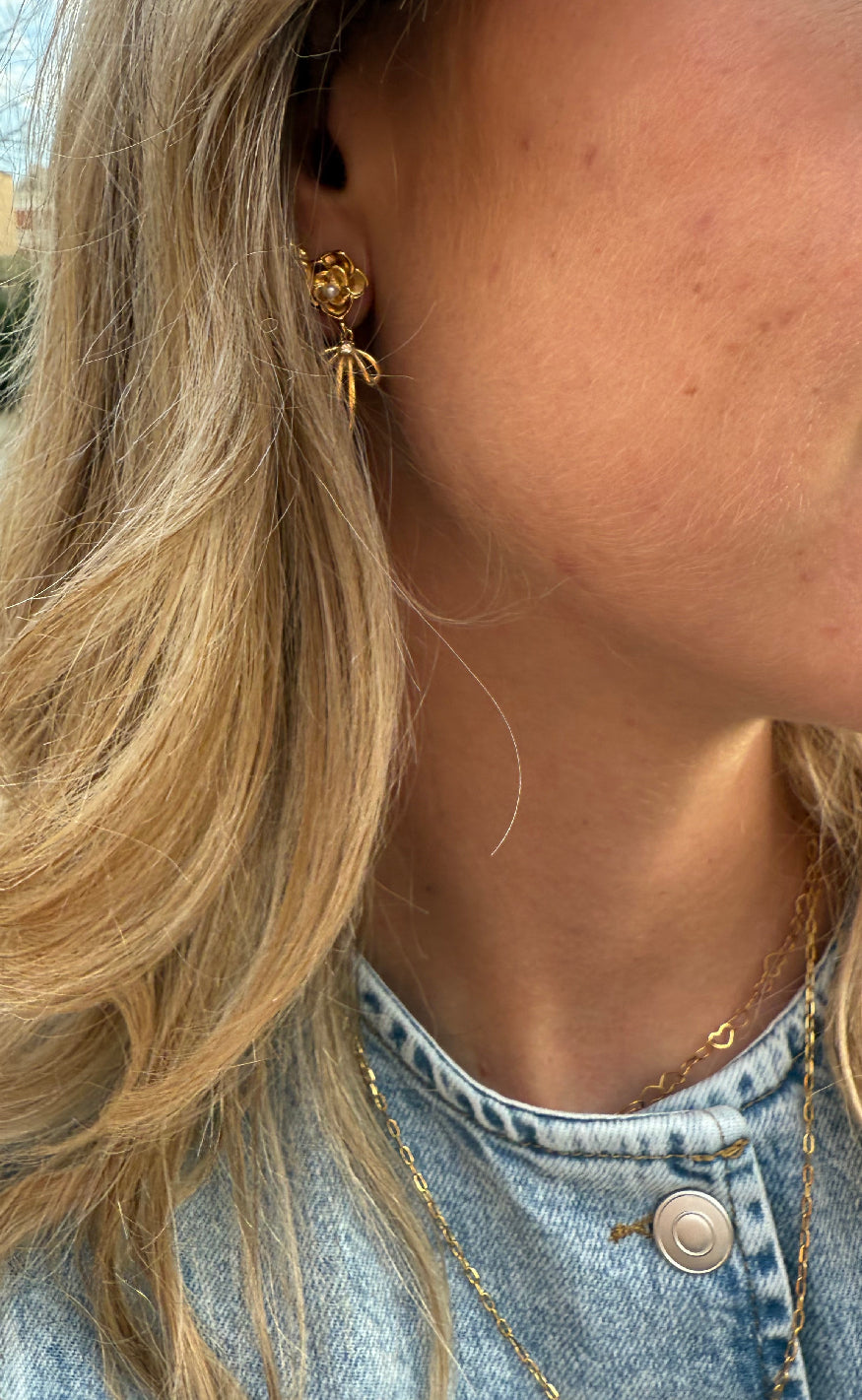 Smykkeli Copenhagen Øreringe - Big Rose - Gold Colour