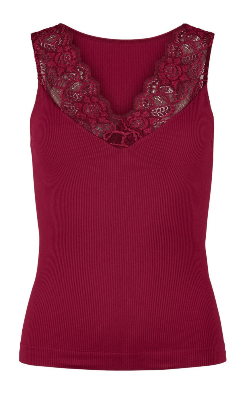 Tim & Simonsen Top - Belen V-Lace - Bordo (vendbar)