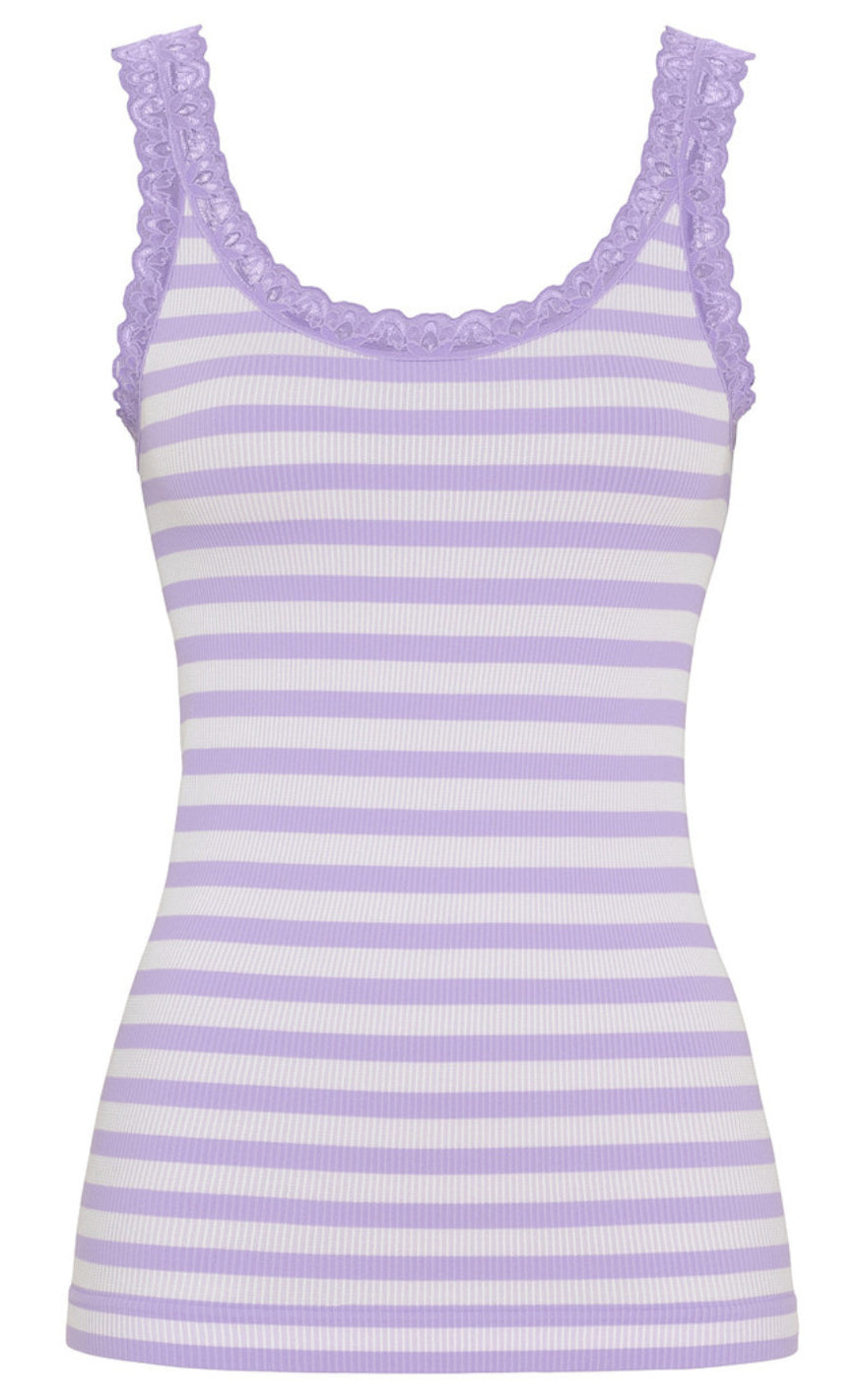Tim & Simonsen Top - Isa Rib - Lavanda/Bianco