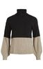 VILA Striktrøje - Ril Blocking Roll - Black/Natural