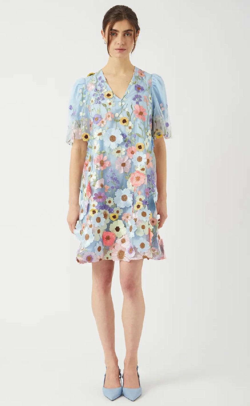 YAS Kjole - Flowering - Halogen Blue
