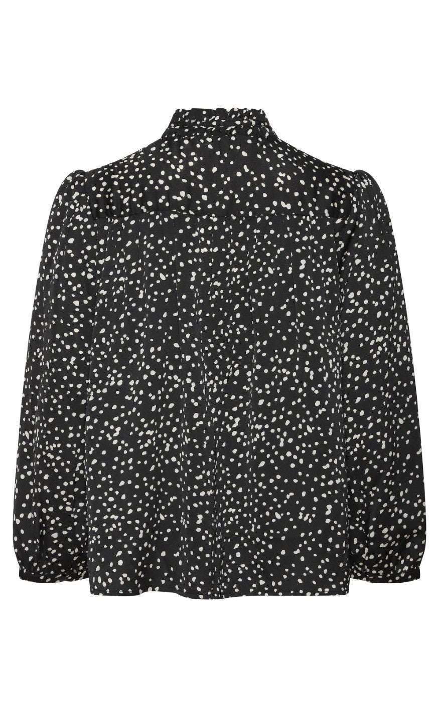 A-View Bluse - Jill - Black With White Dots