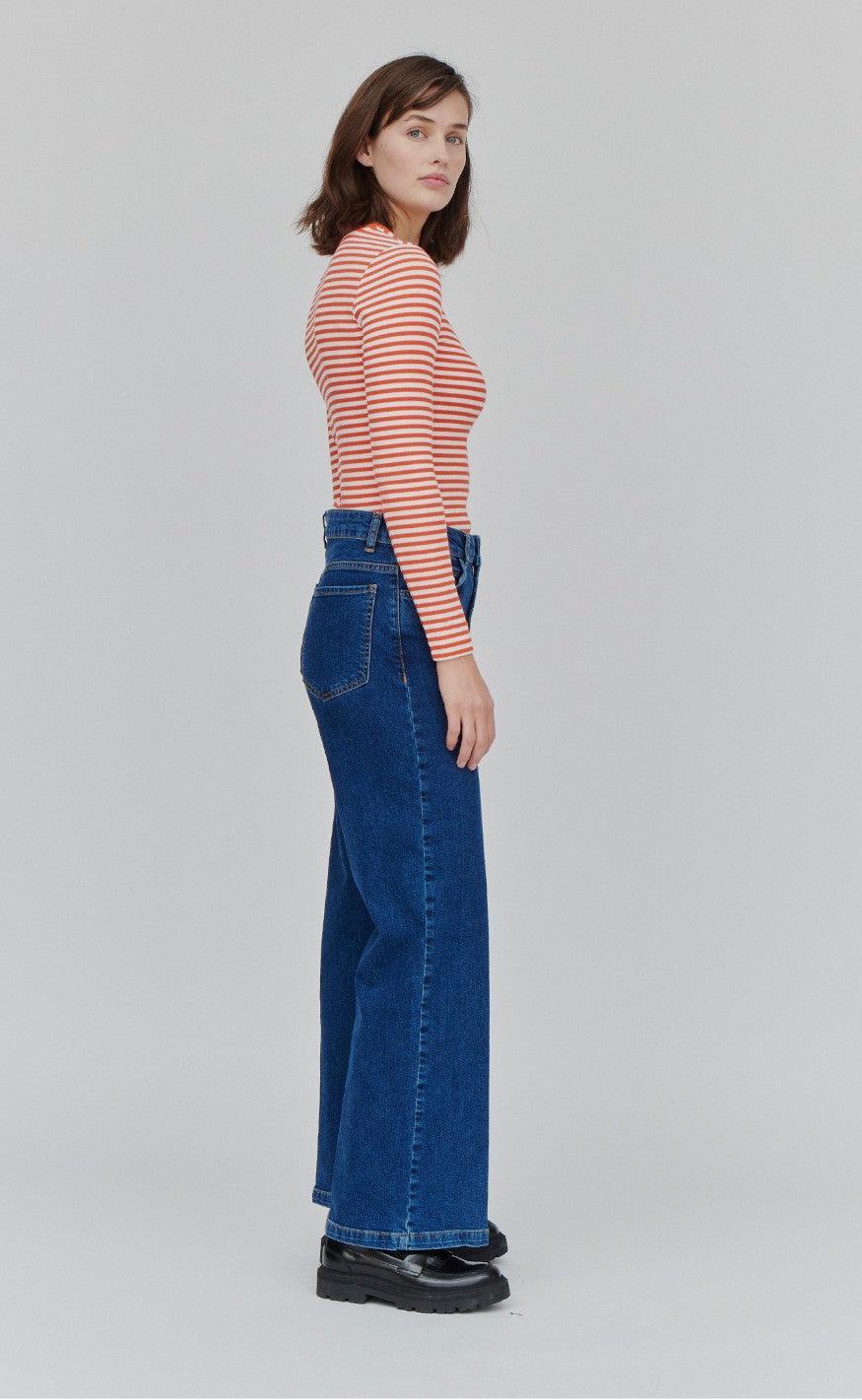 Basic Apparel Bluse - Ludmilla - Spicy Orange/Whisper White