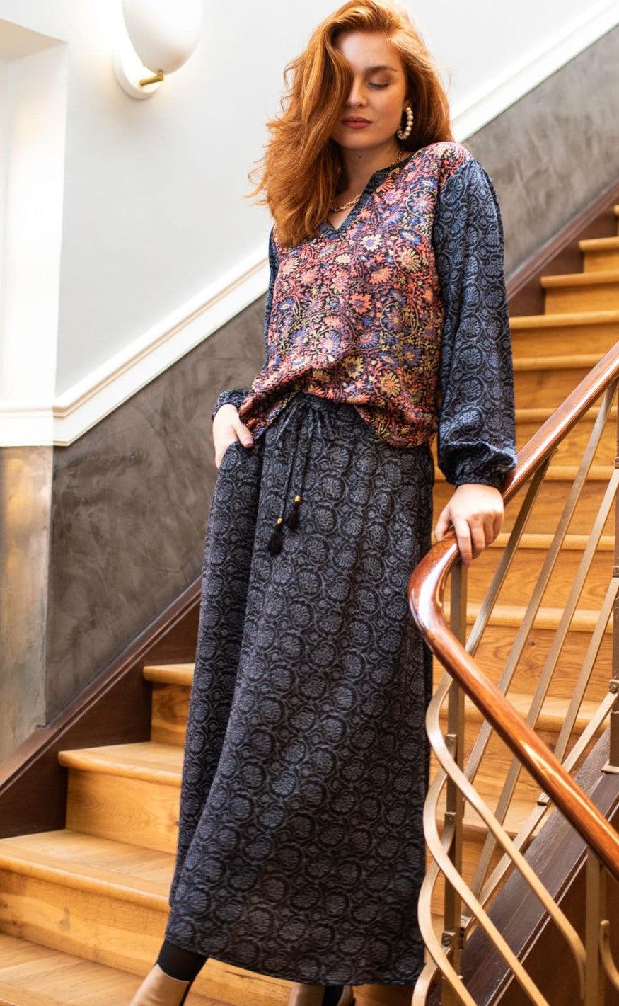 Black Colour Bluse - Luna Kaftan - Midnight Fairytale