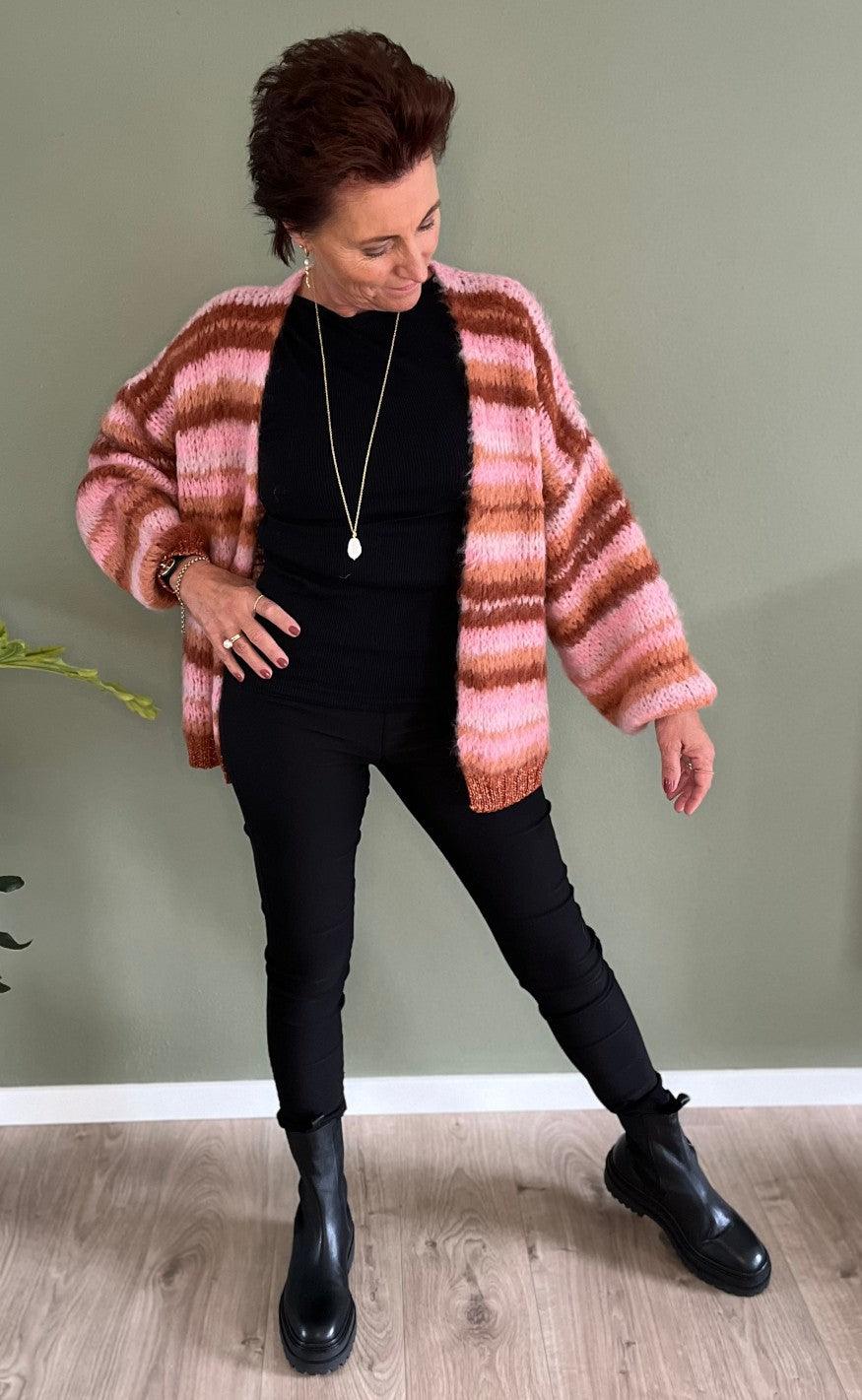Black Colour Cardigan - Tatum - Rose Mix