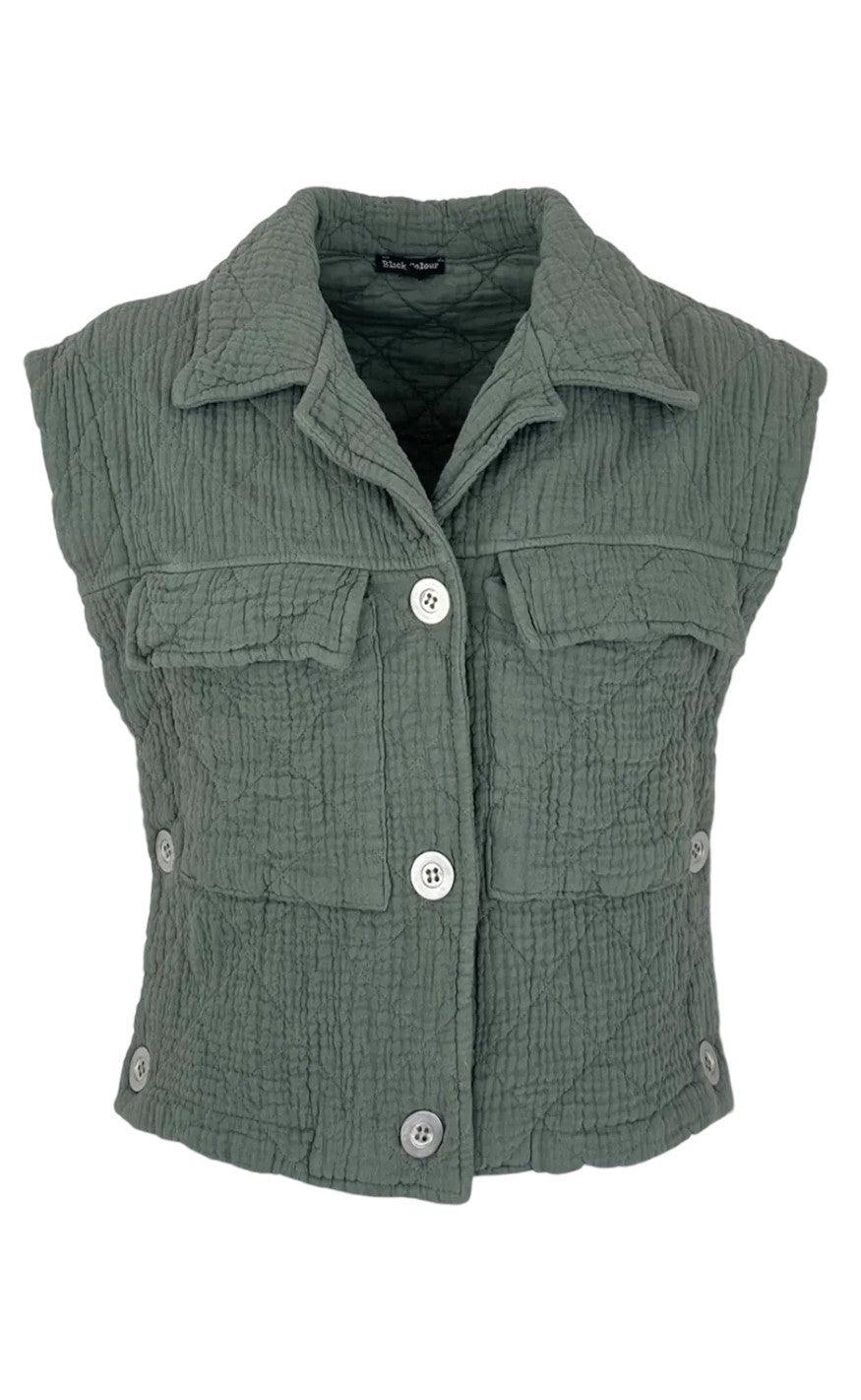 Black Colour Vest - Sheyla - Army