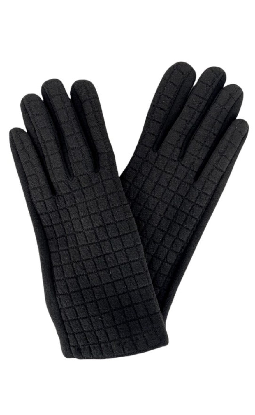 Black Colour - Waffle Gloves - Black