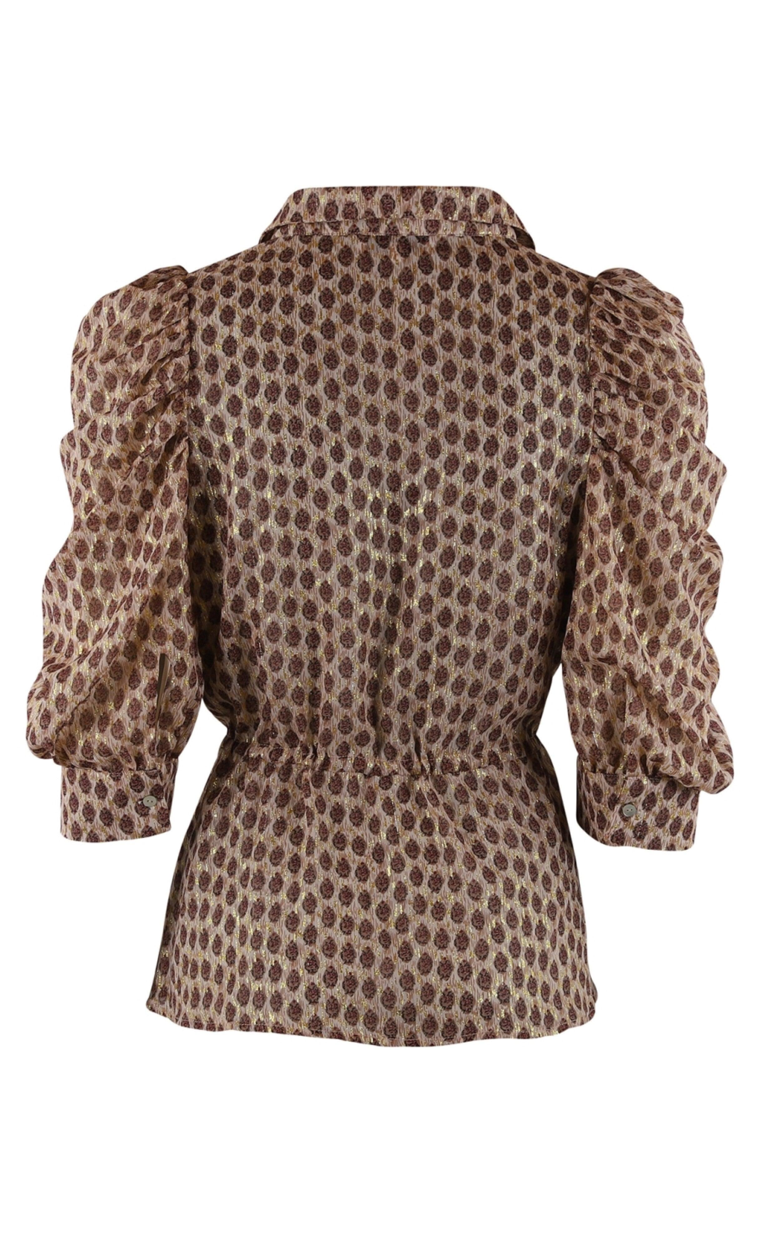 Continue Bluse - Cita - Golden Foil Print Sand