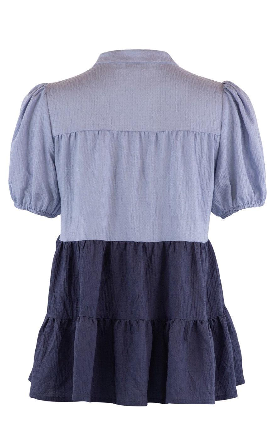 Continue Bluse - Sanna - Blue Colour Block
