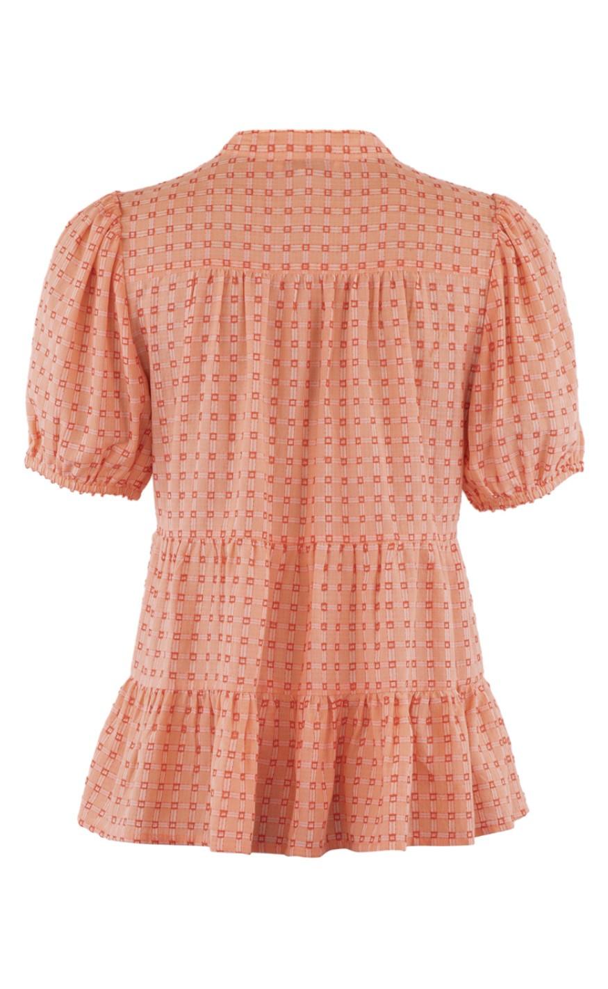 Continue Bluse - Sanna Orange - Orange Small Check