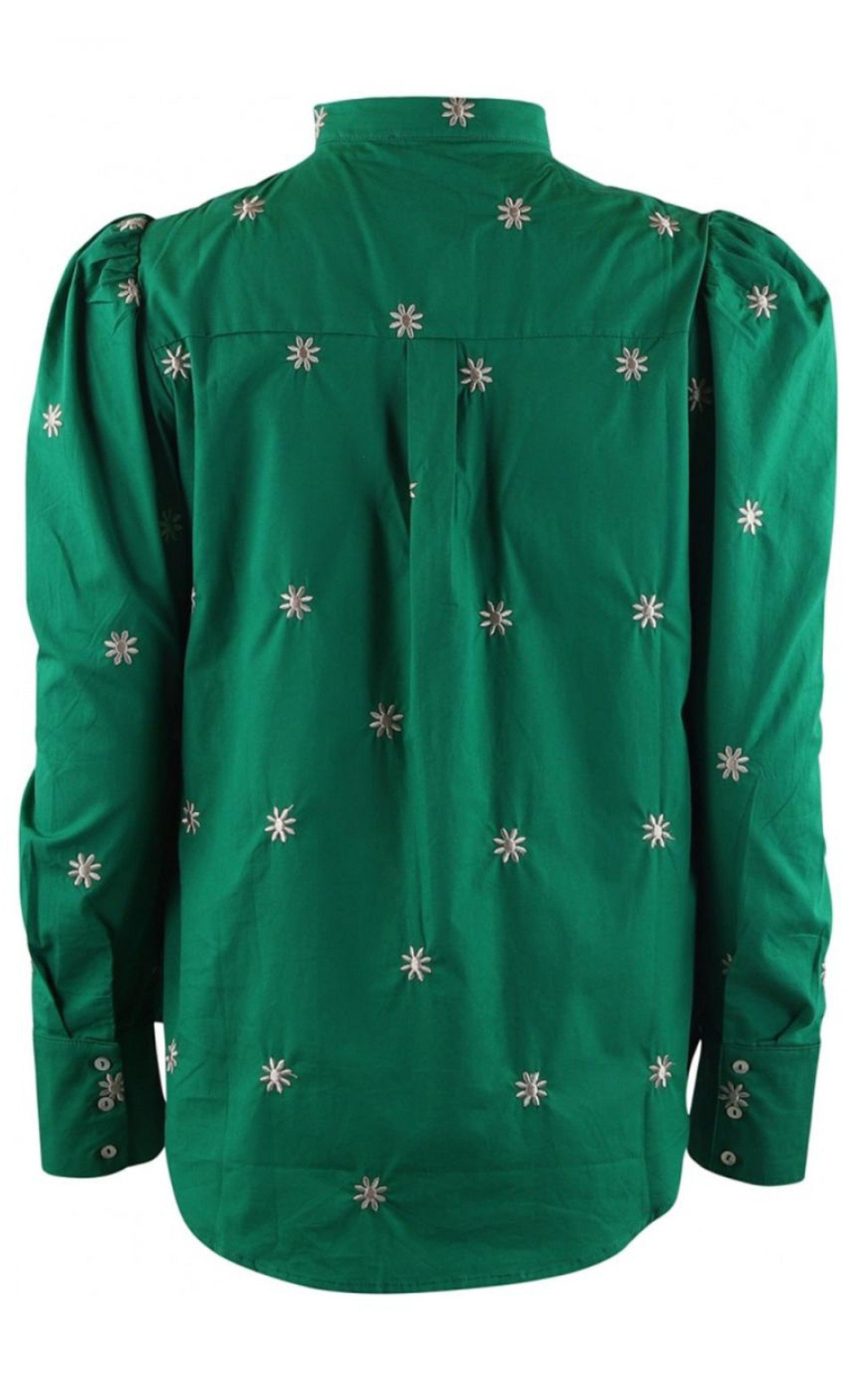 Continue Skjorte - Karen - Green With White
