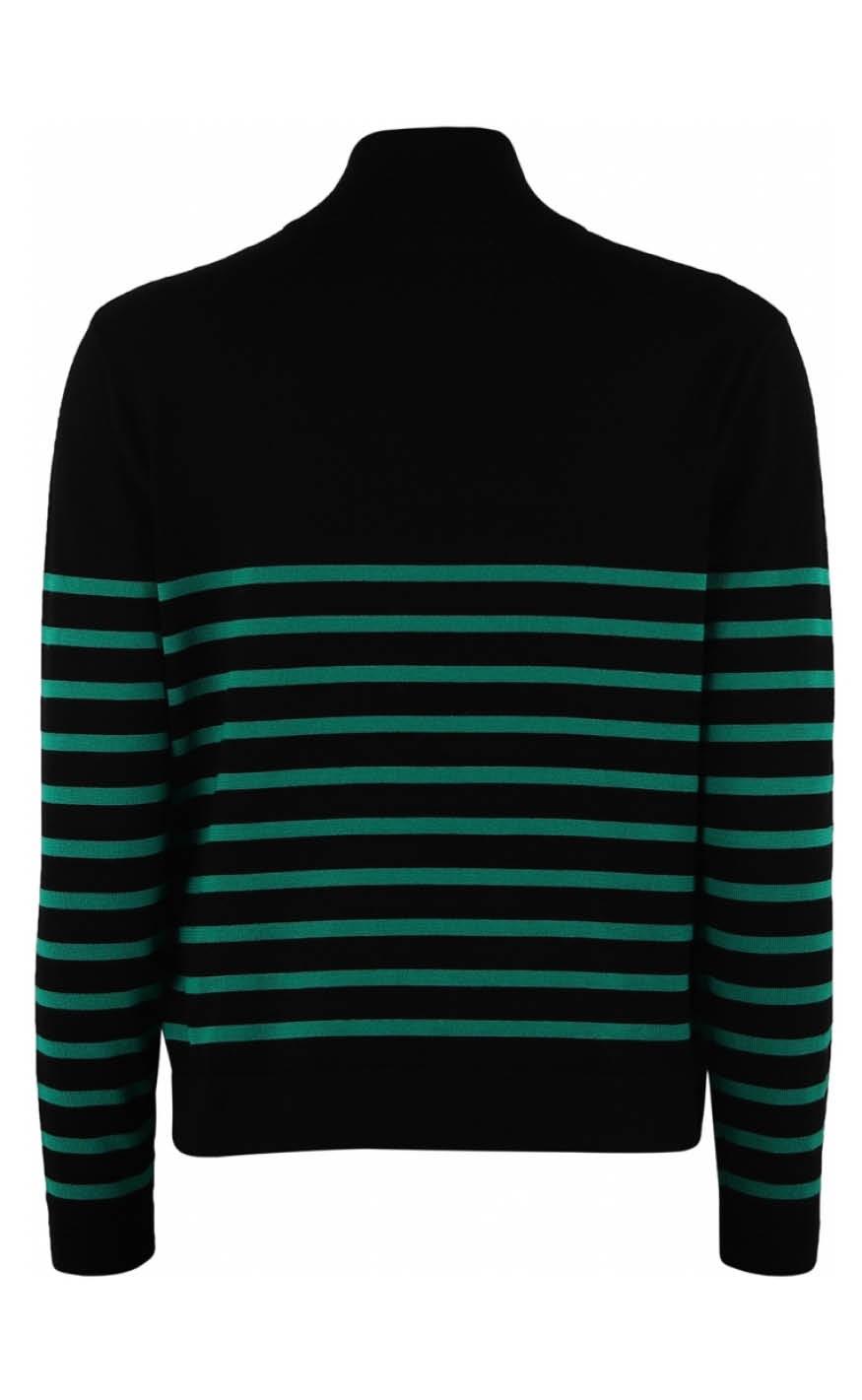 Continue Strikbluse - Sissa - Black With Green Stripe