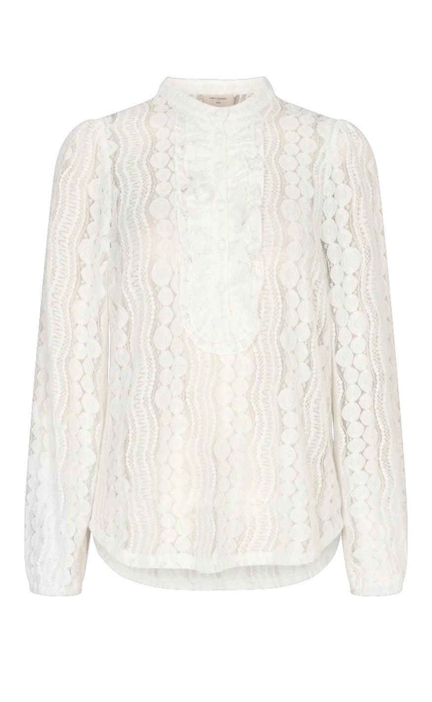 Freequent Bluse - Gro - Off White