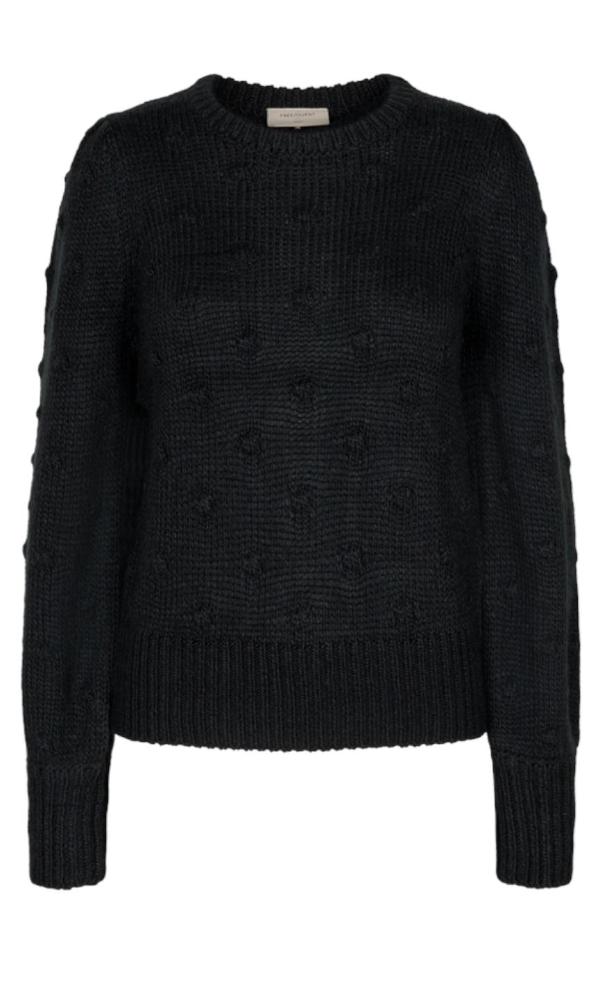 Freequent Pullover - Tea - Black Solid
