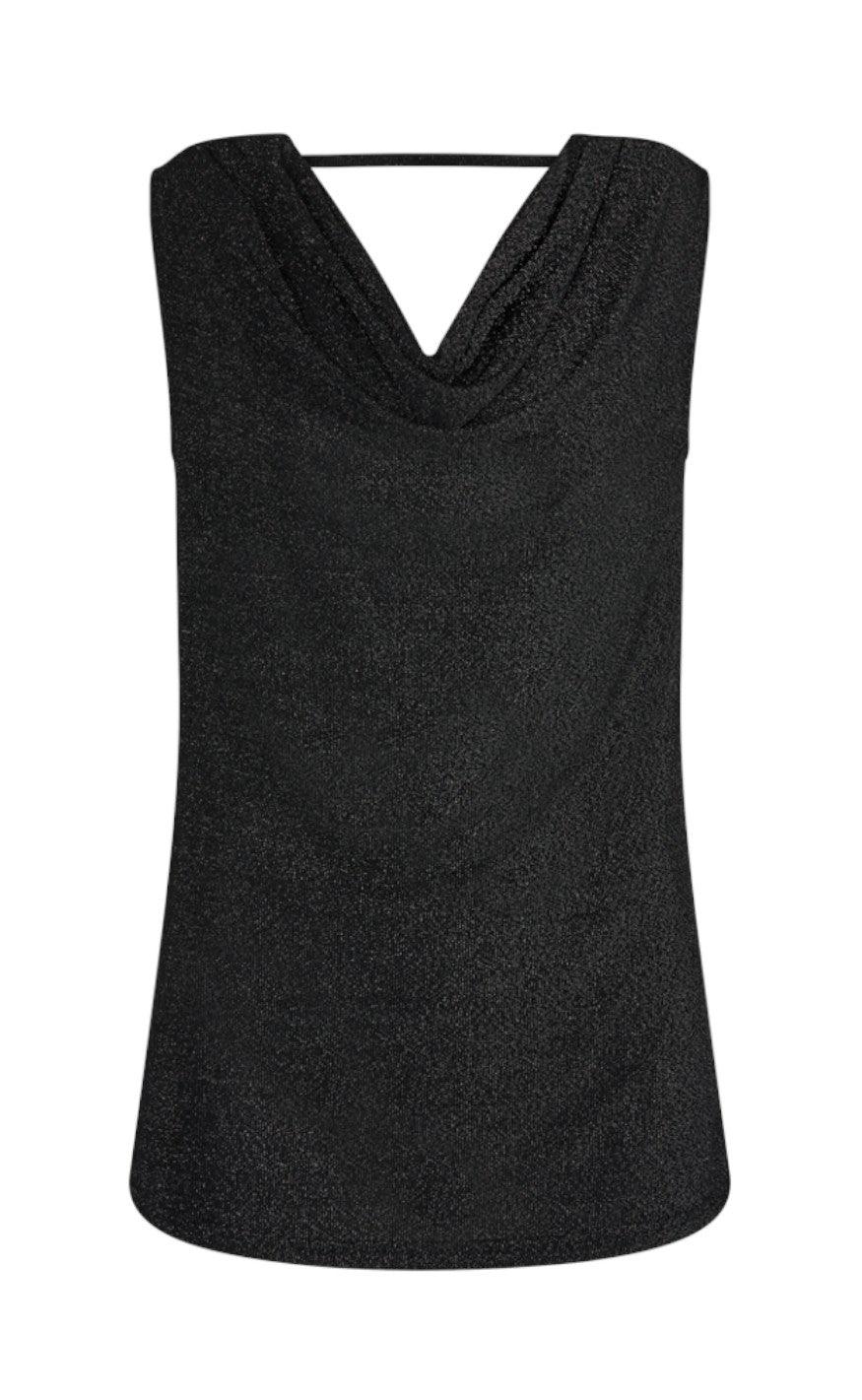 Freequent Top - Glit - Black With Silver