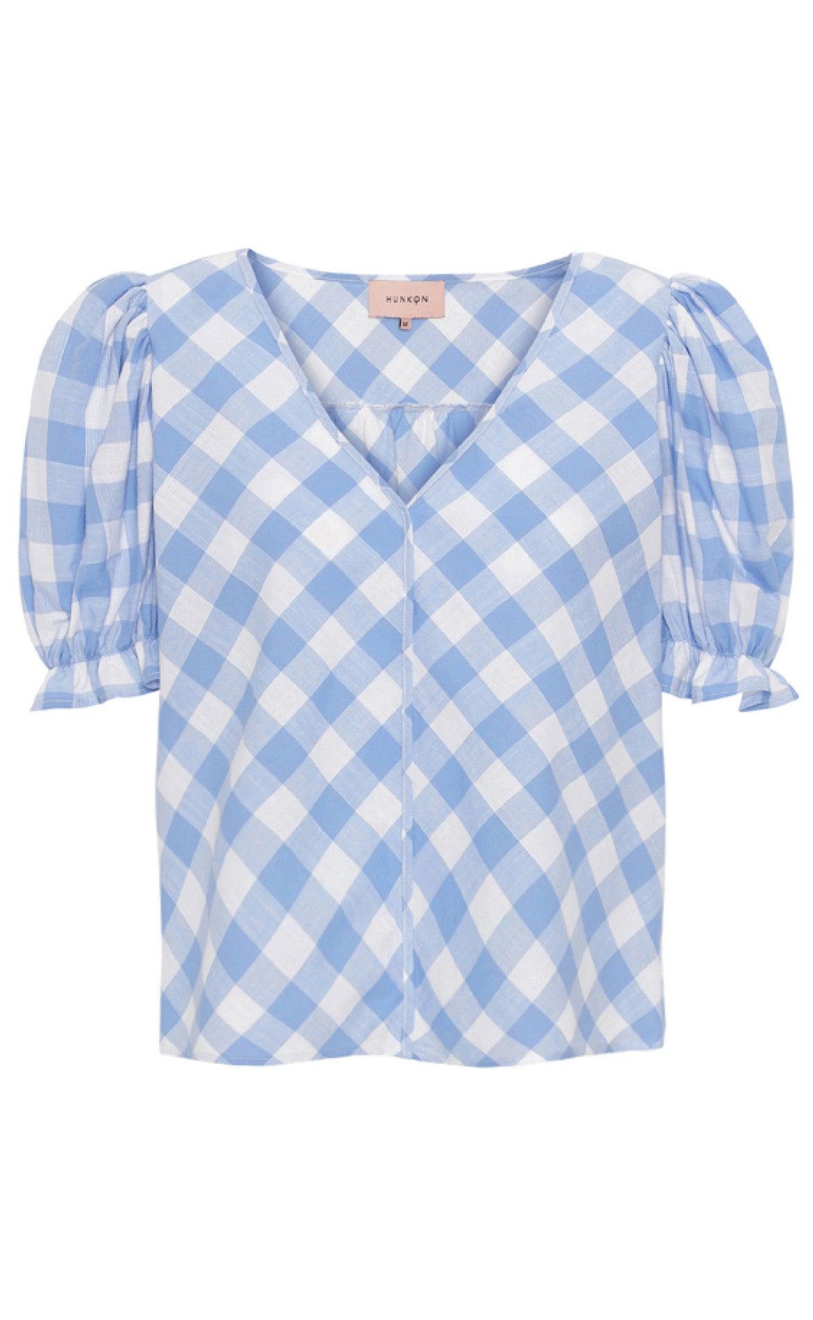 Hunkøn Top - Geira - Blue Checked