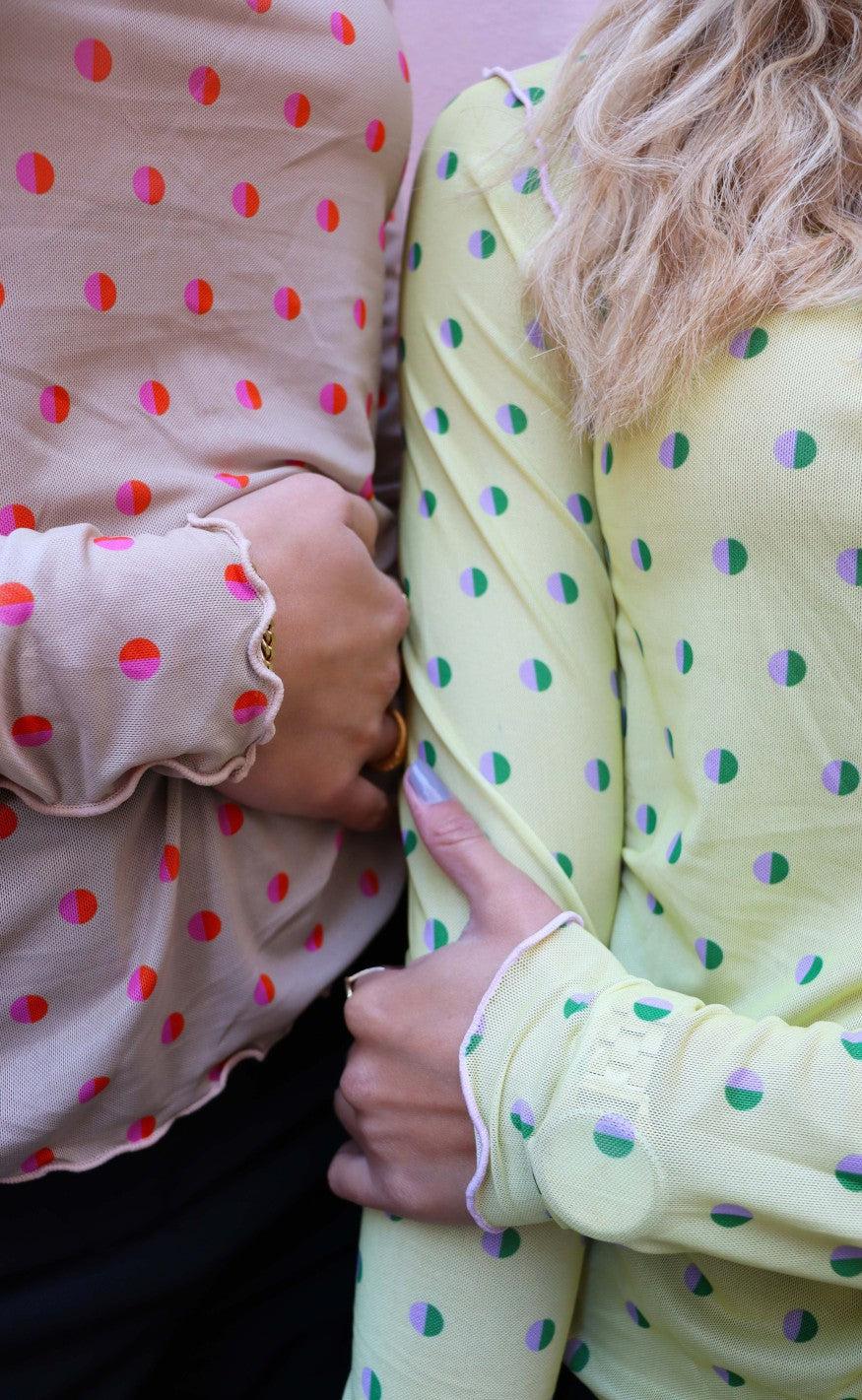 Liberte Bluse - Mesh - Lavender Green Yellow Dot