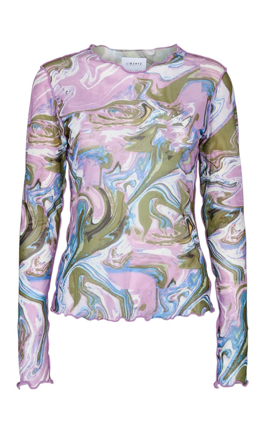 Liberte Bluse - Mesh - Purple Army Marble
