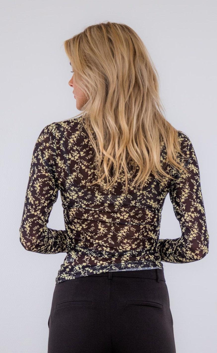 Neo Noir Bluse - Ella Flower - Yellow