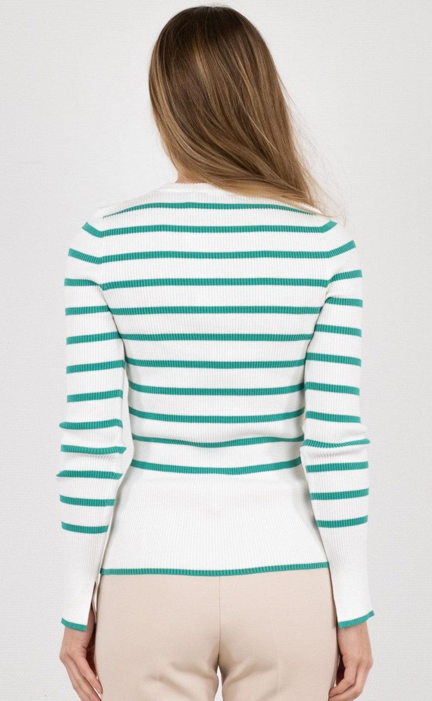 Neo Noir Bluse - Halo Mid Stripe - Green